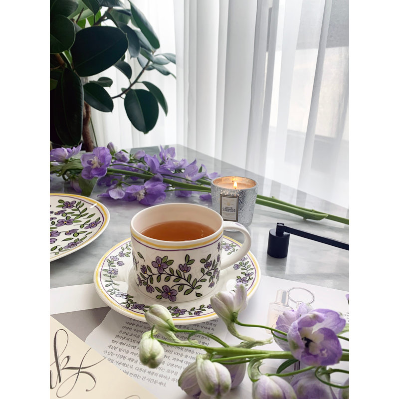 Tasse à thé et soucoupe en porcelaine H. Forget Me Not Bone