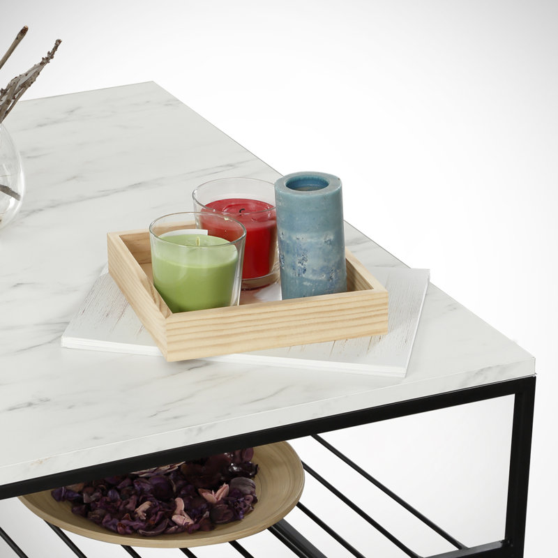 Table basse avec rangement Etna, Marbre blanc