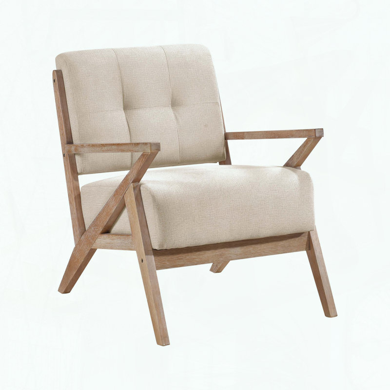 Fauteuil d'appoint capitonné avec finition noyer antique, Sable