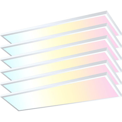 6Pack 1X4 plafonnier à DEL, 50 W, 5 500 Lm, montage en surface, ultra-mince, réglable 3 000 K / 4 000 K / 5 000 K, gradateur Triac pour la maison et l'atelier