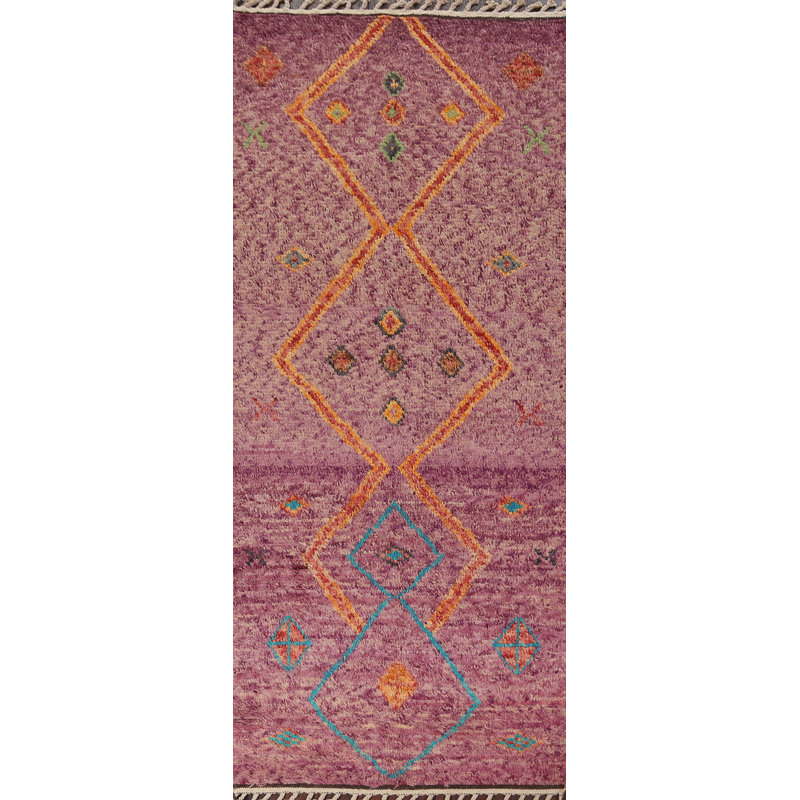 Tapis de couloir tribal en laine marocain noué à la main 4 x 11