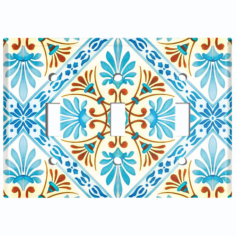 Patterned 3 - Gang Toggle Light Switch Standard Wall Plate