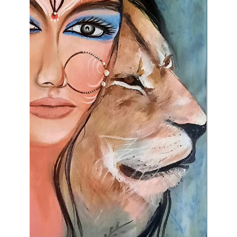 Aparajita - Déesse Durga | Acrylique sur toile roulée | Par Kajal Saxena