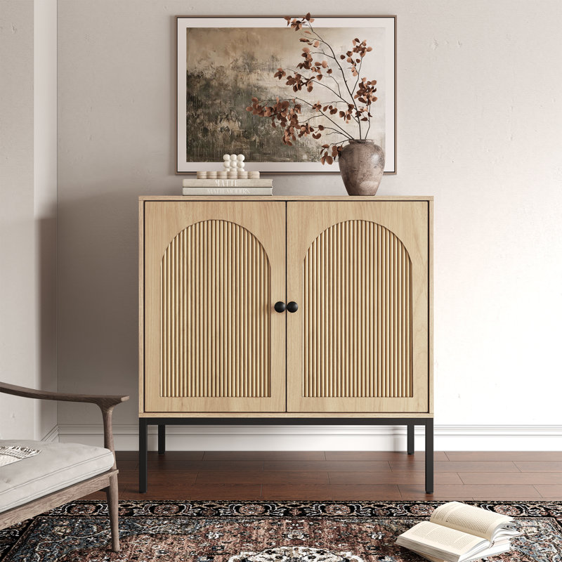 Buffet à panneaux cannelés de style minimaliste moderne de 31,5 pouces de large (ensemble de 3)