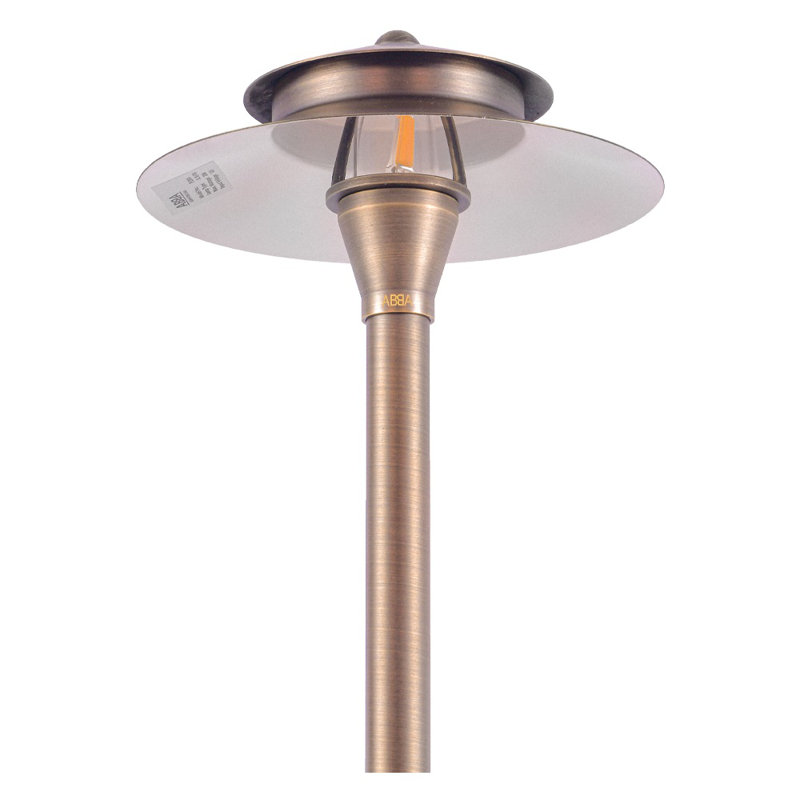 Low Voltage Brass LED Pathway Light with Warm White Bulb