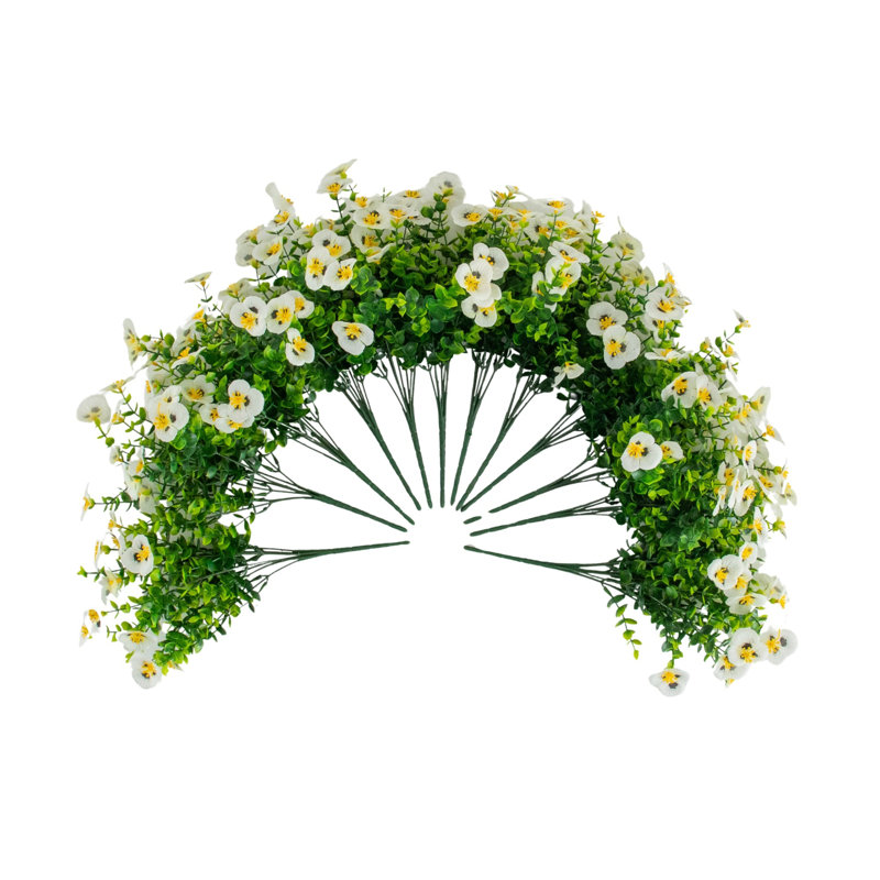 13 po Buisson artificiel résistant aux rayons UV (intérieur / extérieur) - ensemble de 12, Blanc