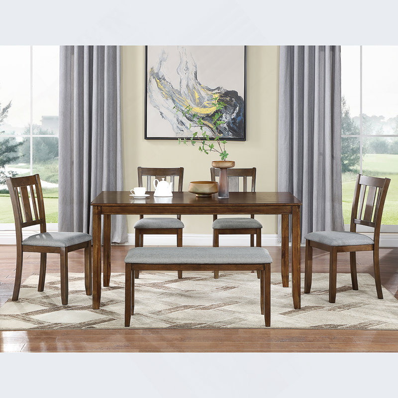 6-Piece Dining Table Set, Walnut, Walnut