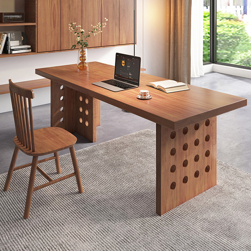 Bureau rectangulaire en bois massif brun clair