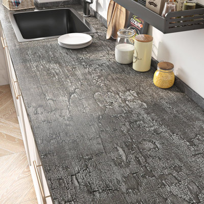 Papier auto-adhésif à grain de bois brûlé, stratifié auto-adhésif imperméable, pour comptoirs de cuisine, murs, meubles et plus
