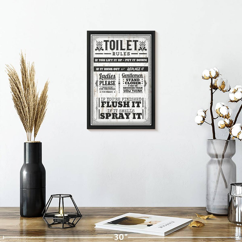 Règles de salle de bain appropriées, 9 po x 13 po, Cadre flottant noir