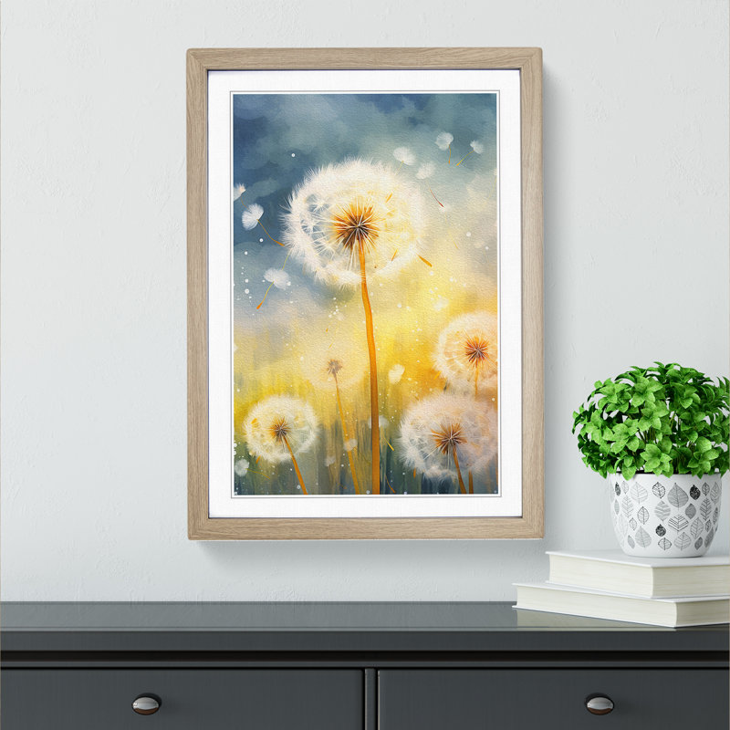 Dandelion Colour Field - Framed Print, Oak, 34" H x 25" W x 2" D