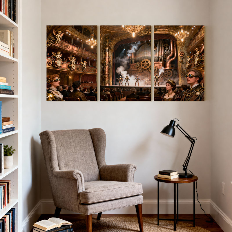 Fantasy & Sci-Fi, ensemble de 3 reproductions d'art sur toile Steampunk, H 24 po x l 48 po