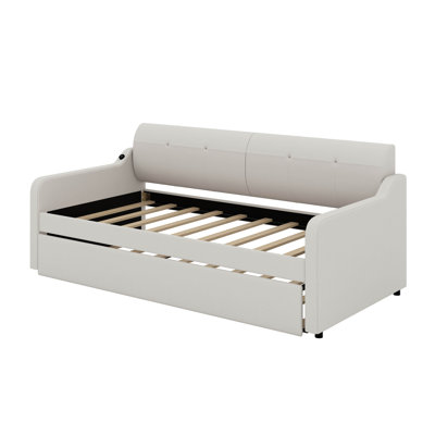 Upholstery Daybed With Trundle And USB Charging Design