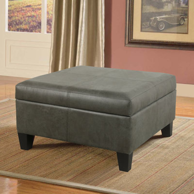 Gallup 28" Wide Leather Square Storage Ottoman Bench