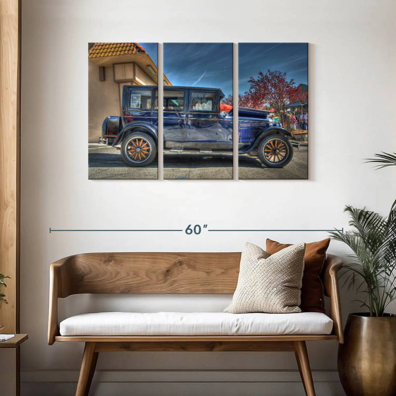 Jeep bleu rétro, H 28 po x l 45 po