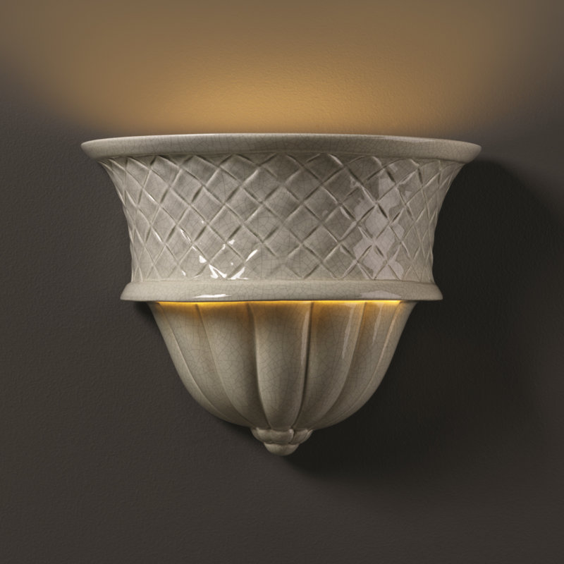 Amalio Ceramic Flush Mounted Sconce, White Crackle