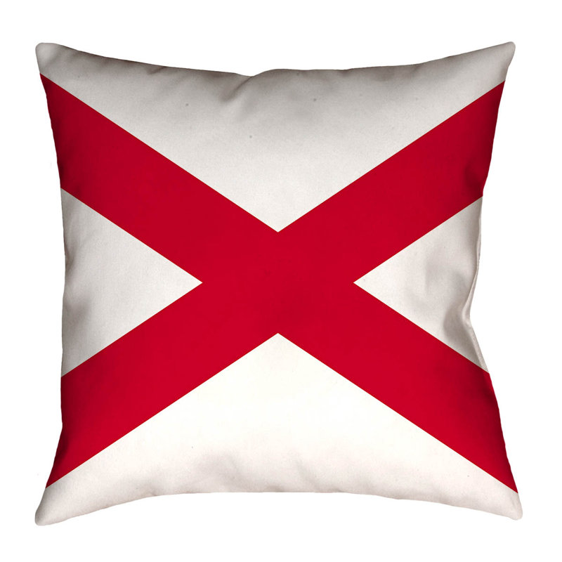 Coussin intérieur/extérieur drapeau de l’Alabama Katelyn Smith, 28 po x 28 po, Coussin de sol, Polyester filé