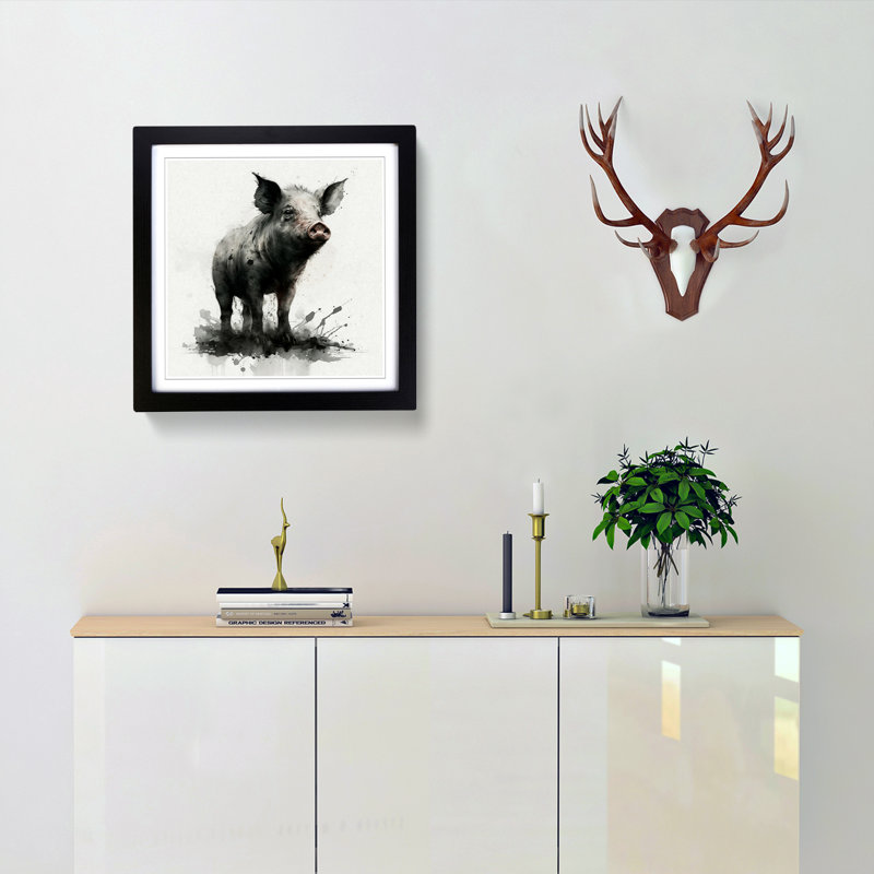Pig Ink Wash - Framed Print