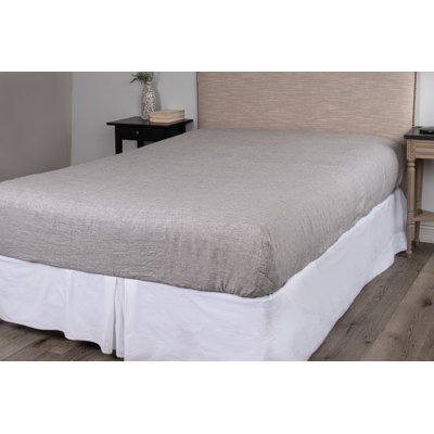 Wrap Around Linen Box Spring Cover - Queen, Gray
