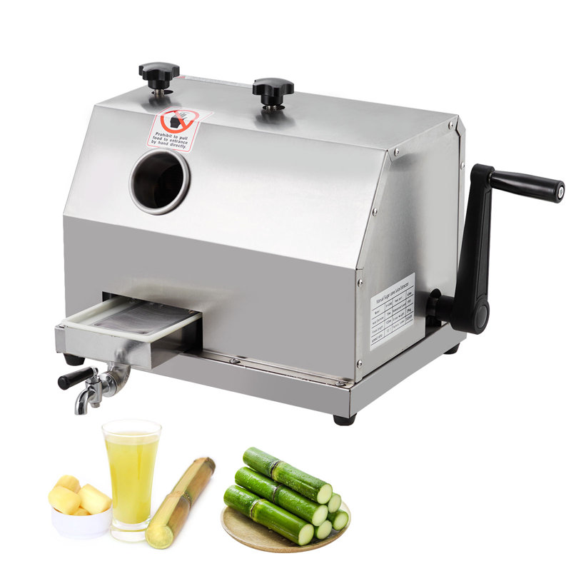 110LBS/H Manual Sugar Cane Juicer, 3 Stainless Steel Rollers, 2.4" Large Feeding Chute, Durable Juice Extractor for Home & Commercial Kitchen, Table Type YF-SY80, No Plug, Manual, Without Wheels