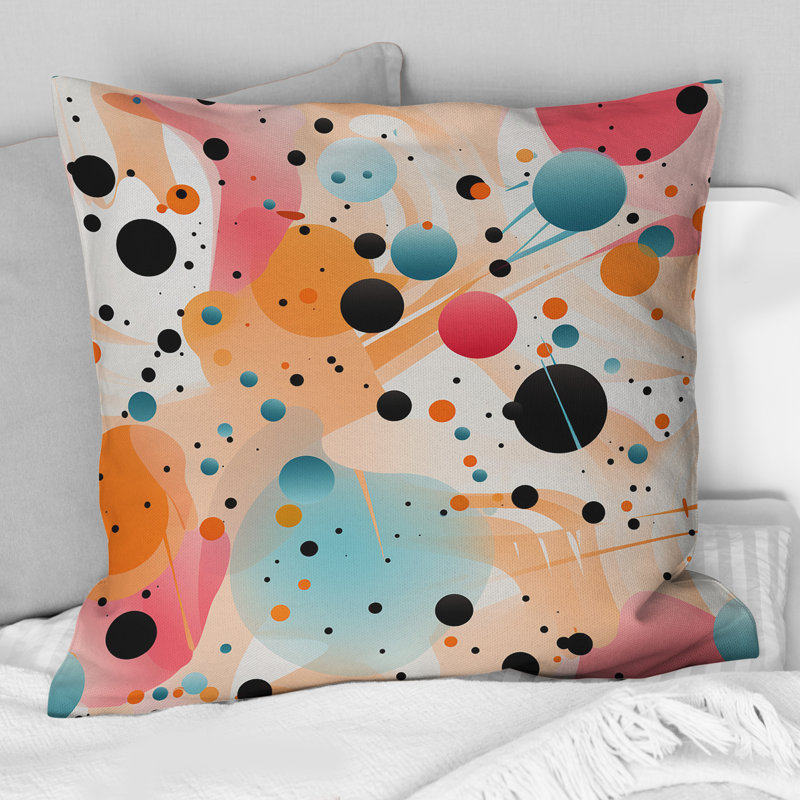 Motif à pois Modern Fusion Modern - Abstrait corail multicolore abstrait, H 18 po x l 18 po