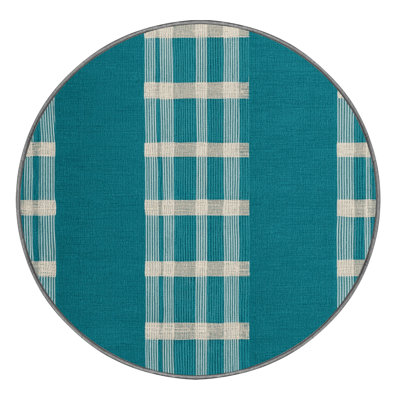 Machine Washable Checkered Green Area Rug