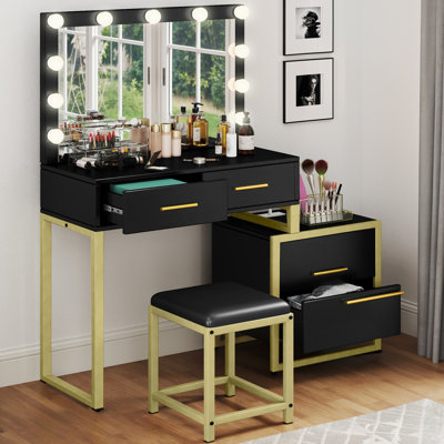Meuble-lavabo avec douille intégrée avec miroir éclairé et support pour sèche-cheveux