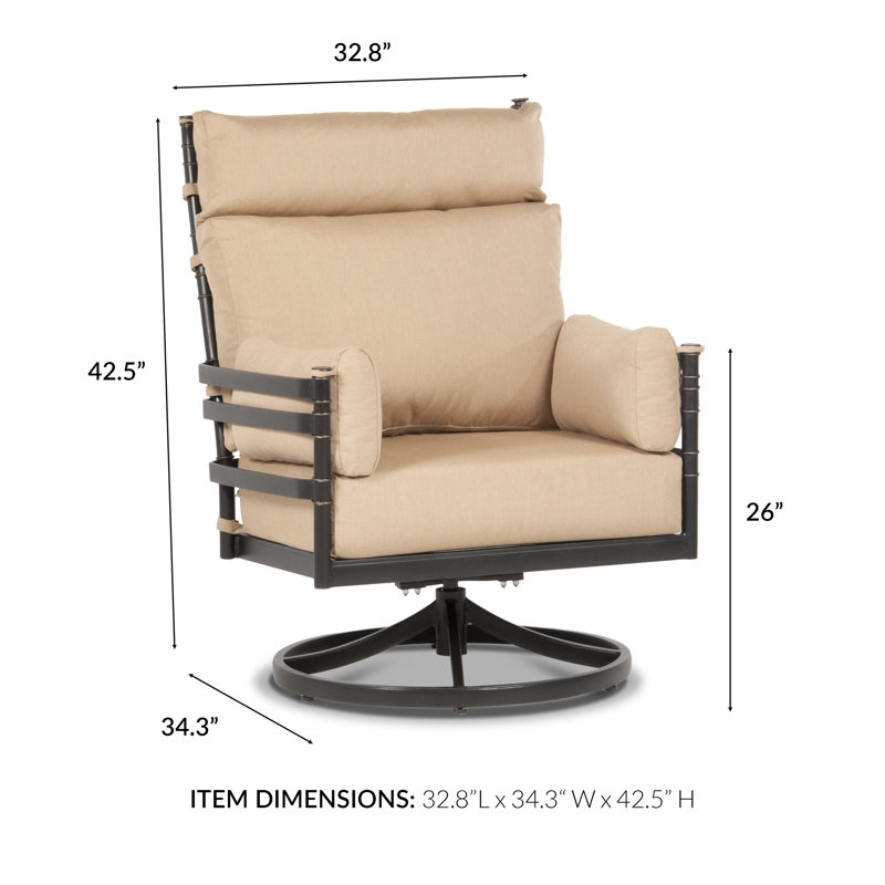 Lancaster High Back Deep Seating Swivel Chair, Canvas Heather Beige Sunbrella® Canvas