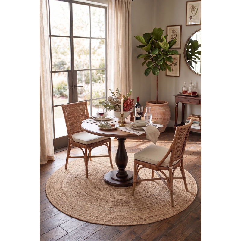 Bussey Tan Striped Modern Farmhouse Handmade Hand Braided Jute/Sisal Indoor Area Rug, Round 6'