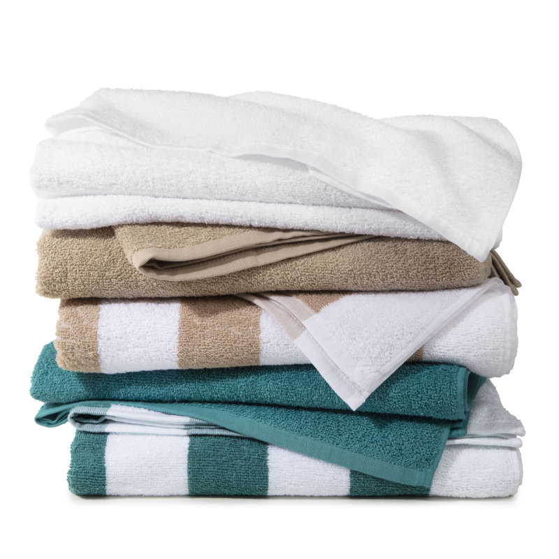 Martex Cabana 3 Piece Beach Towel Set, Dark Linen/White