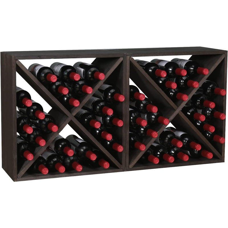 Casier à vin en bois massif, rangement de bouteilles rustique empilable pour comptoir