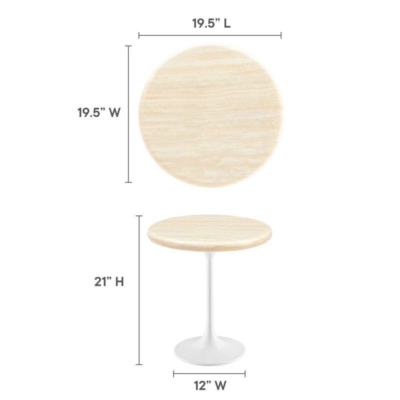 Table de bout à piédestal Modway Lippa, Blanc
