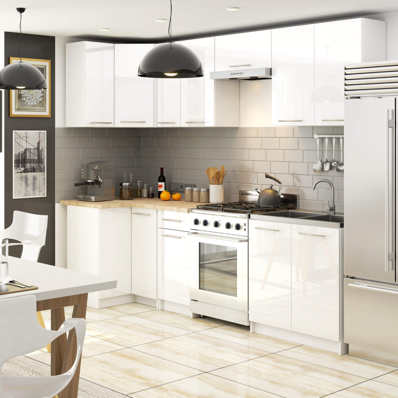 Oliwia kitchen wall -mounted cabinet in white, glossy white Base Unit, 72cm H x 50cm W x 30cm D