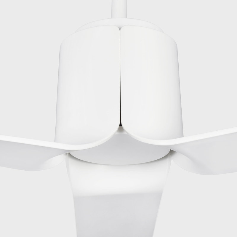 Visual Comfort Fan Peel Smart 52 LED Indoor Ceiling Fan with Threaded Downrod, Matte White ABS blades and Handheld Remote