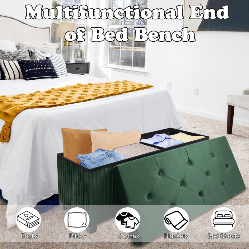 Storage Ottoman Bench, Green