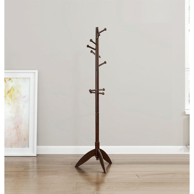 Wood Coat Rack, Coat Hanger Stand with 11 Hooks for Entryway, Home