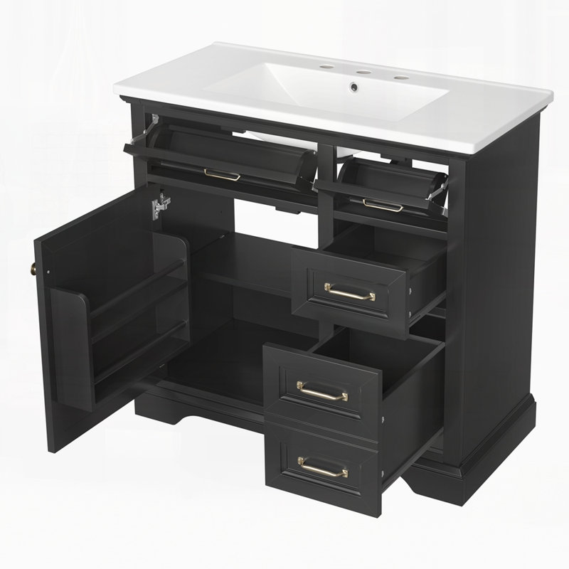 Meuble-lavabo 36 po avec lavabo, Noir