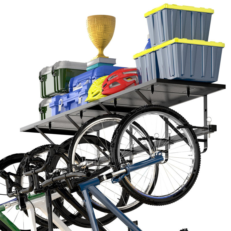 Support de rangement pour vélo avec tablette Neumark, support de garage mural pour vélo, rangement pour porte-vélos