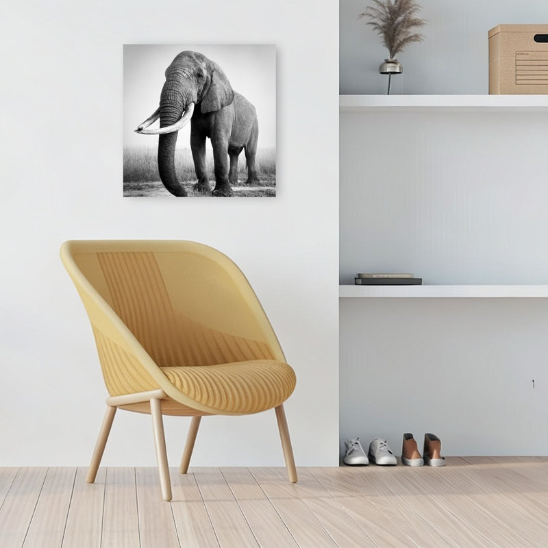 Art mural contemporain majestueux éléphant d'Afrique, 18" H x 18" W