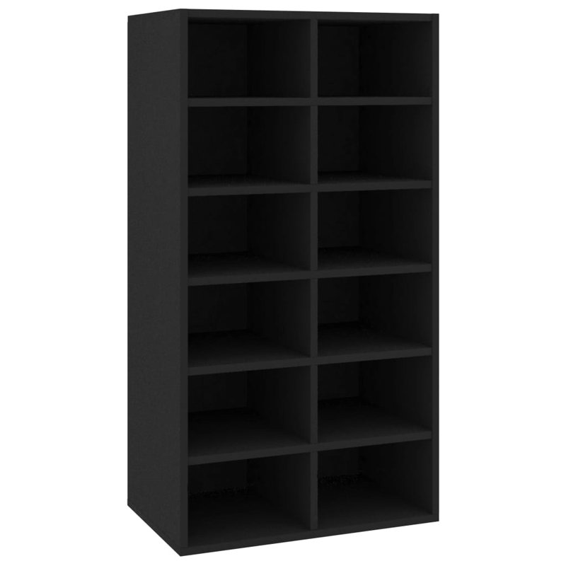 12 Pair Shoe Rack, Black