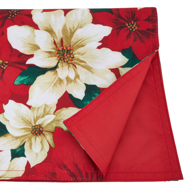 Jenkintown Poinsettia Table Runner, 90" L x 16" W