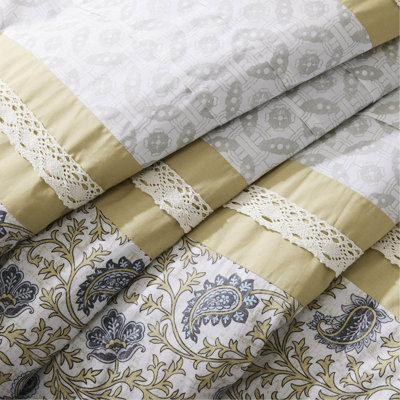 Dawn 9 Piece Cotton - Yellow King Comforter