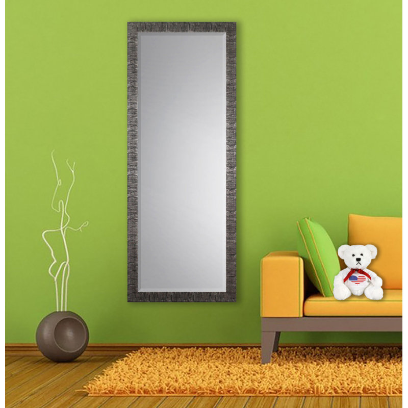 Denver Solid Wood Flat Wall Mirror, Silver, 69" H x 28.5" W