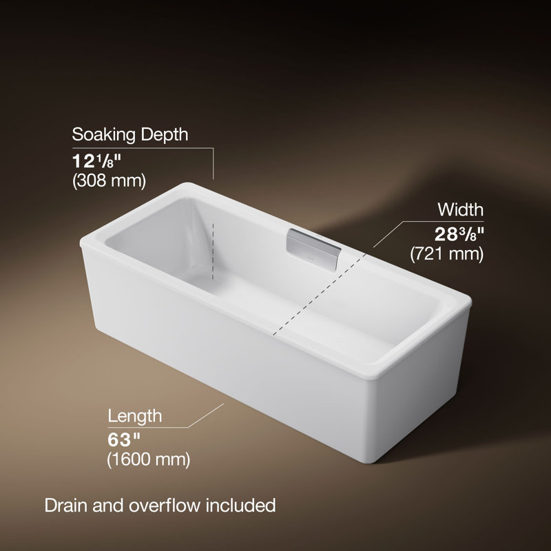 Volute 63 In. X 28-3/8 In. Freestanding Bath With Shroud