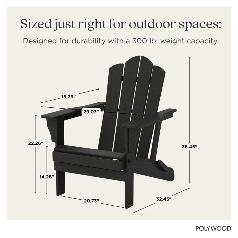 Folding Adirondack Chair in Black, Black
