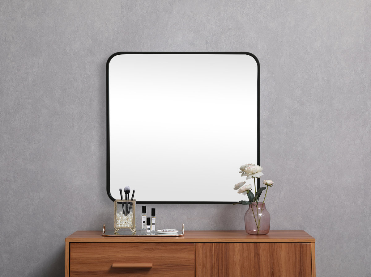 Wall Mirror, Black, 24"  x 24" 