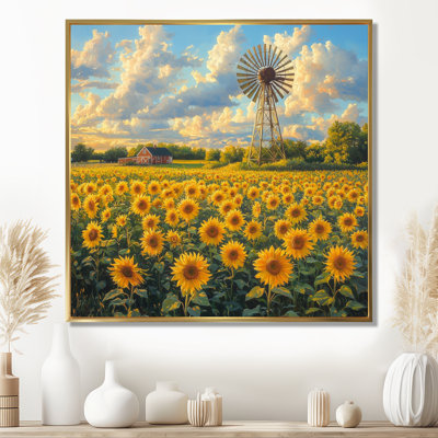 Dreyten tournesols au moulin à vent en été II - tournesols, art mural