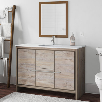 Tulughan 47.25'' Single Bathroom Vanity with Quartz/Ceramic Undercount Sink Top