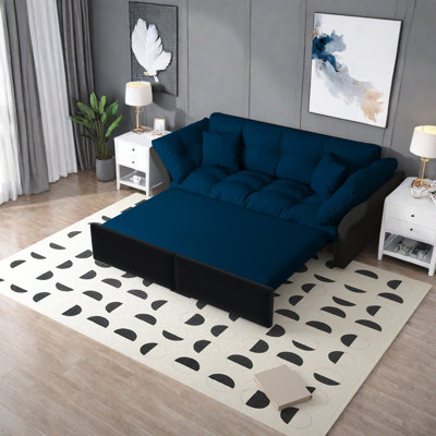 Pull Out Sofa Bed, 3-in-1 Convertible Sleeper Tufted Sofa by Latitude Run