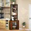 Tablette d'angle avec portes, armoire de coin de 65 po avec tablettes et porte-verres à vin, étagère de présentation de bibliothèque à 6 niveaux, support de rangement de coin autoportant pour la cuisine, le salon, le balcon